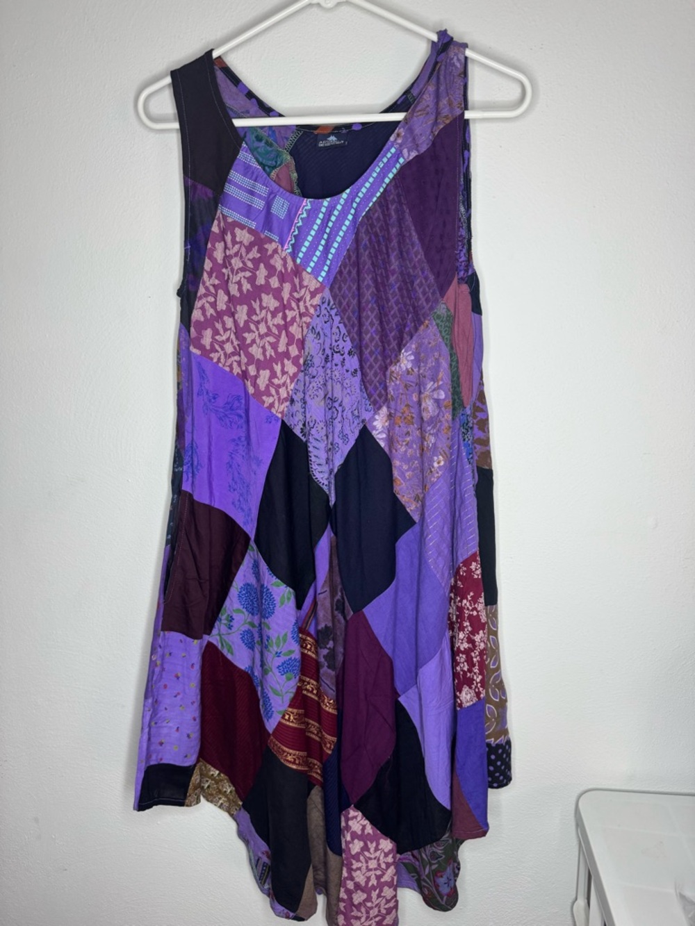 Purple Patchwork Sleeveless Swing Dress NWT OS Advance